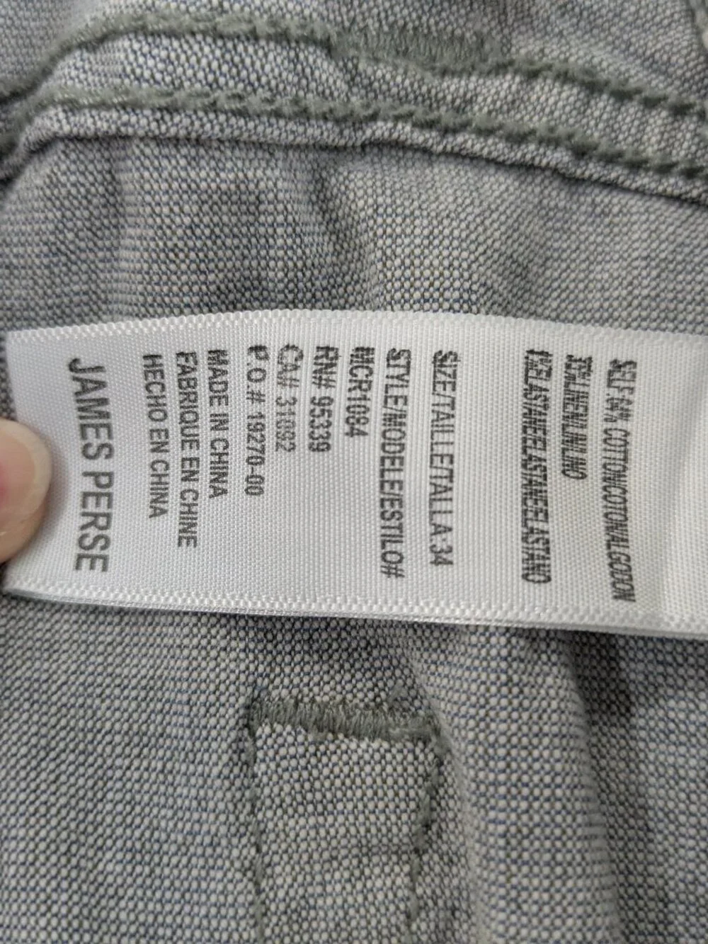 James Perse Standard MCR1084 Mens 34 Linen Blend Button Fly Pants Gray